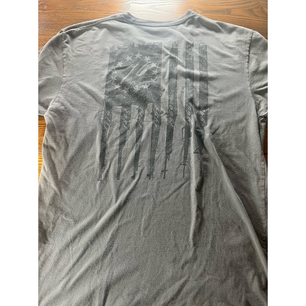 Grunt Style T Shirt Mens L Black Gray US Flag Guns 1776 Patriotic Military USA